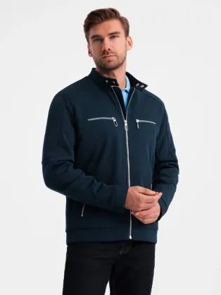 Trendi sötét kék motoros dzseki V1 JALP-0157