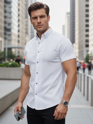 Fehér, rövid ujjú, slim fit ing