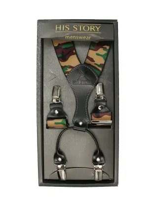 Zöld-barna álcázott nadrágtartók