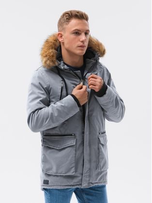 Stílusos téli szürke parka kabát C512