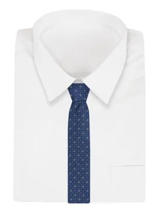 Sötét kék nyakkendő virágos mintával
