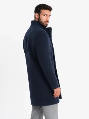 Divatos fekete kapucnis férfi kabát