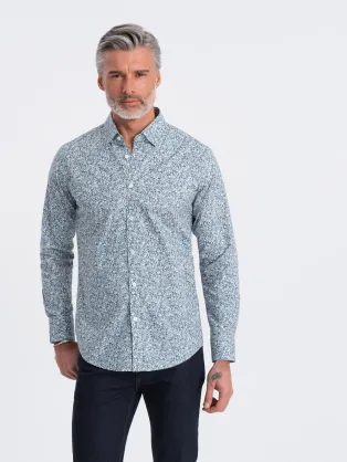 Hlavány kék virág mintás ing V1 SHPS-0163