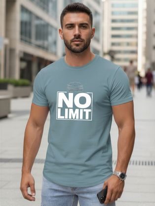 Kék férfi póló NO LIMIT nyomtatással