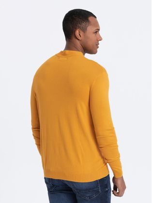 Trendi mustárszínű félgarbó pulóver V5 SWTN-0100