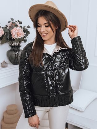 Fekete kétoldalas női steppelt kabát Elbra