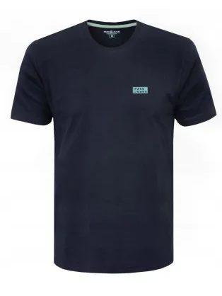 Sötétkék pamut férfi póló logóval