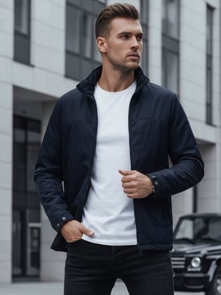 Férfi átmeneti sötétkék kabát kapucni nélkül