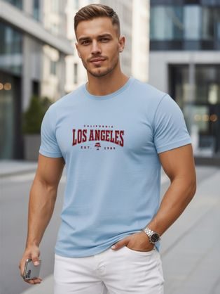 Férfi világoskék póló „Los Angeles” felirattal