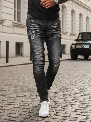 Vonzó tépett fekete farmer nadrág