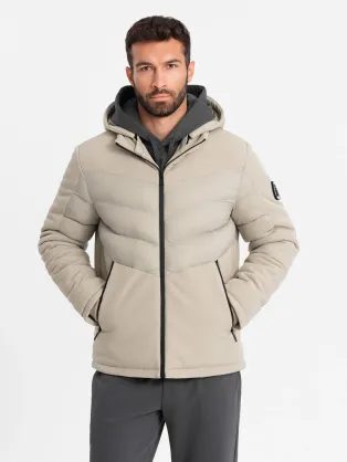 Időtlen steppelt bézs férfi kabát V4 JALP-0172