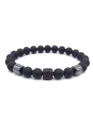 Fekete férfi gyöngyös karkötő SH23-J02