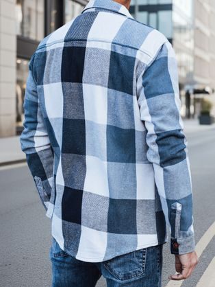 Flanel kockás ing mellzsebekkel fekete és fehér színben