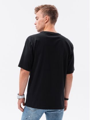 Trendi fekete póló V-nyakkivágással V3 TSCT-0106