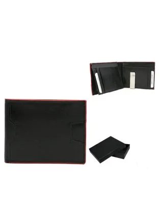 Egyszerű fekete bőr pénztárca