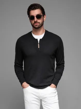 Modern fekete férfi pulóver V2 SWZS-0124