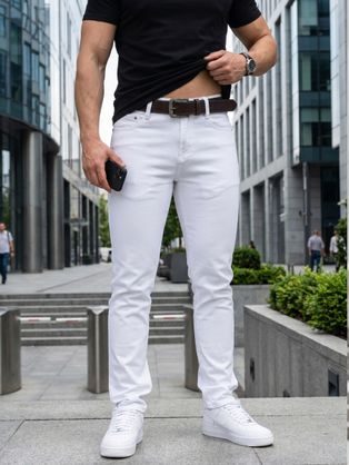 Stílusos, fehér színű férfi farmer