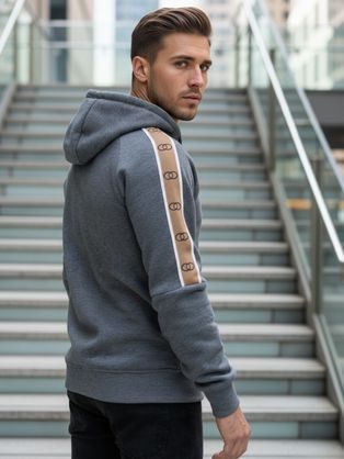 Férfi pulóver sportos design szürke