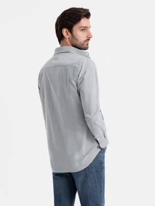 Trendi szürke ing virágmintával V3 SHCS-0157