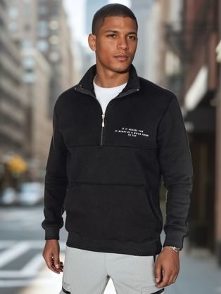 Trendi fekete férfi pulóver felirattal