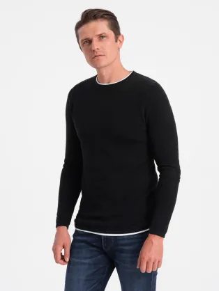 Klasszikus fekete pulóver kerek nyakkal V1 SWSW-0103