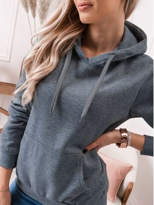 Egyszerű sötétszürke női kapucnis pulóver Dess