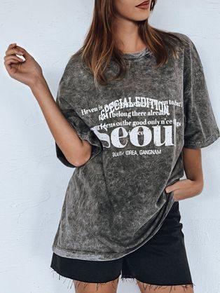 Oversize női grafit szürke póló Mizgas