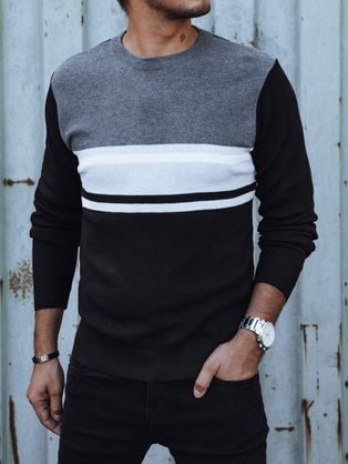 Egyedi szürke-fekete férfi pulóver