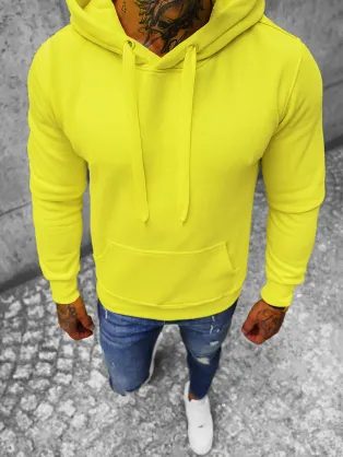 Sima neon sárga kapucnis pulóver JS/2009Z