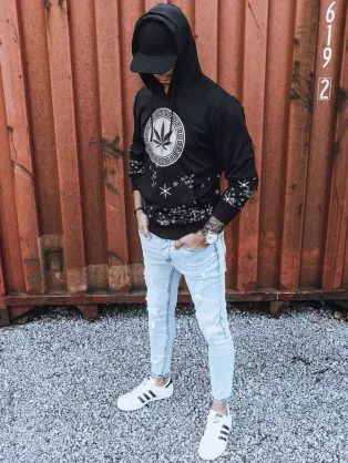 Divatos grafit férfi pulóver felirattal