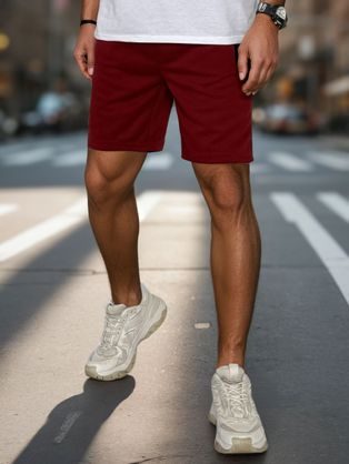 Kényelmes bordó férfi rövidnadrág