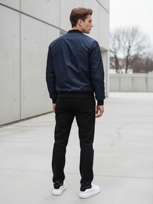 Divatos férfi átmeneti kabát kék színben