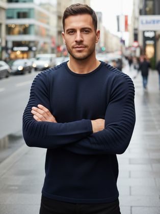 Stílusos kék pulóver férfiaknak