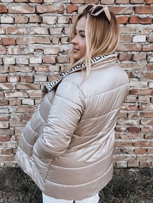 Női hosszú steppelt rózsaszín kabát Favi