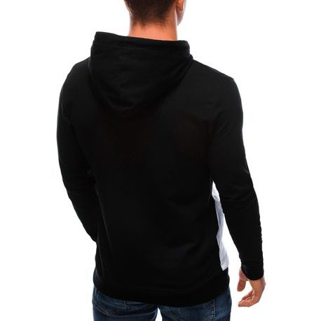 Fekete kapucnis pulóver egyszerű felirattal  B1396