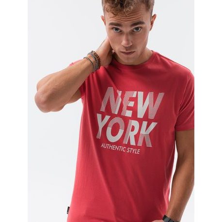 Červené tričko s potlačou New York S1434 V-24D