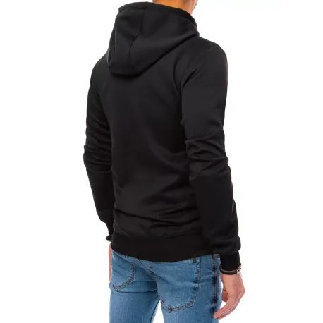 Kényelmes fekete kapucnis pulóver
