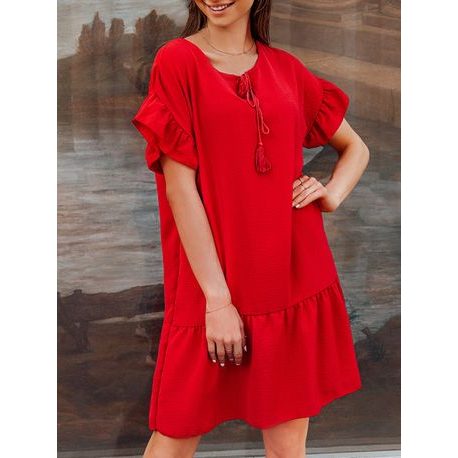 Egyszerű piros női ruha DLR011