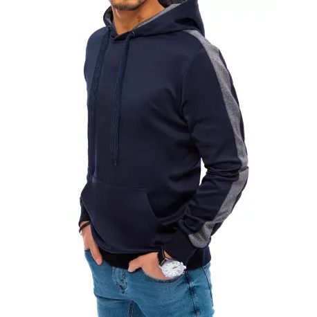 Kényelmes sötét kék kapucnis pulóver