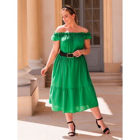 Zöld női Plus Size ruha különleges kivitelben DLR070