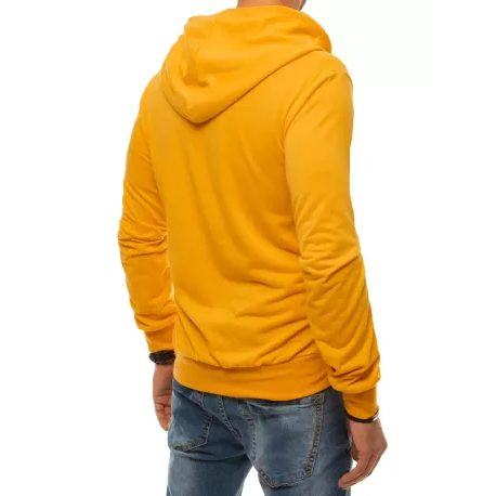 Kényelmes mustár sárga kapiucnis pulóver