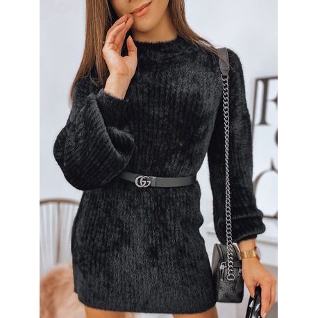 Univerzális hosszított fekete női pulóver Rolly