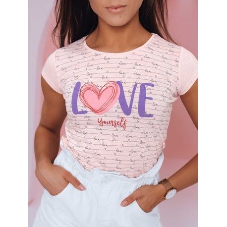 Érdekes rózsaszín női póló Love Yourself