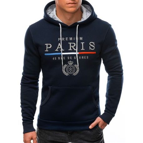 Sötét kék kapucnis pulóver Premium Paris B1380