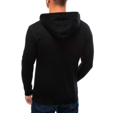 Kényelmes fekete kapucnis pulóver  B1406