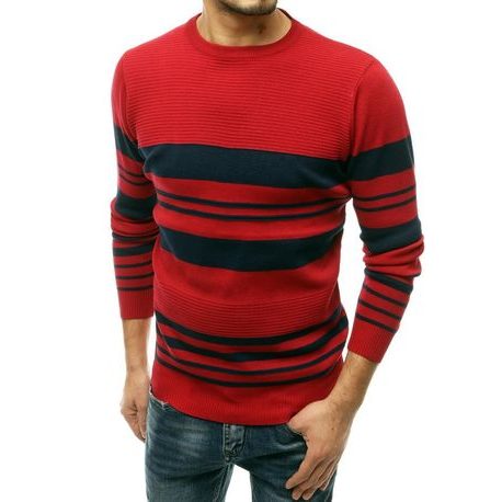 Egyedi piros csíkos pulóver