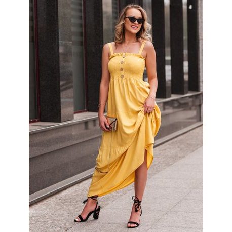 Divatos sárga női maxi ruha DLR052