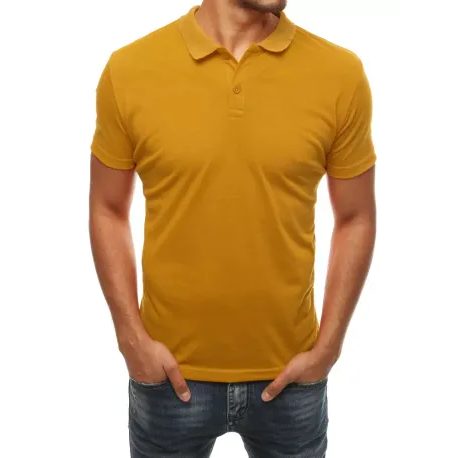 Sima mustár színű galléros póló