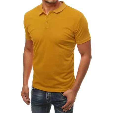 Sima mustár színű galléros póló