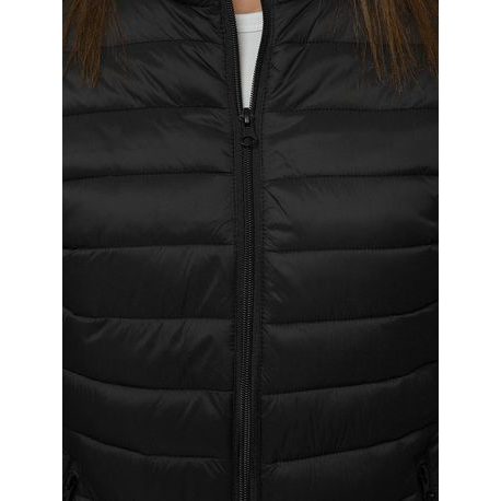 Divatos fekete női steppelt kabát JS/M20311/392